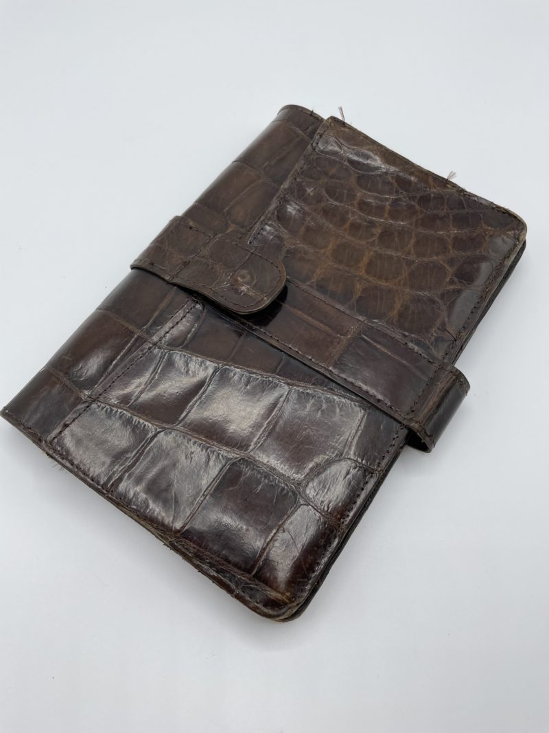 Pochette en cuir vintage style crocodile chocolat – Image 5