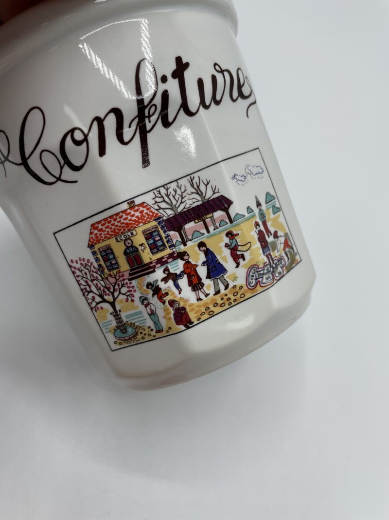 Pot à confiture vintage en porcelaine Revol et couvercle ARCOPAL orange – Image 4