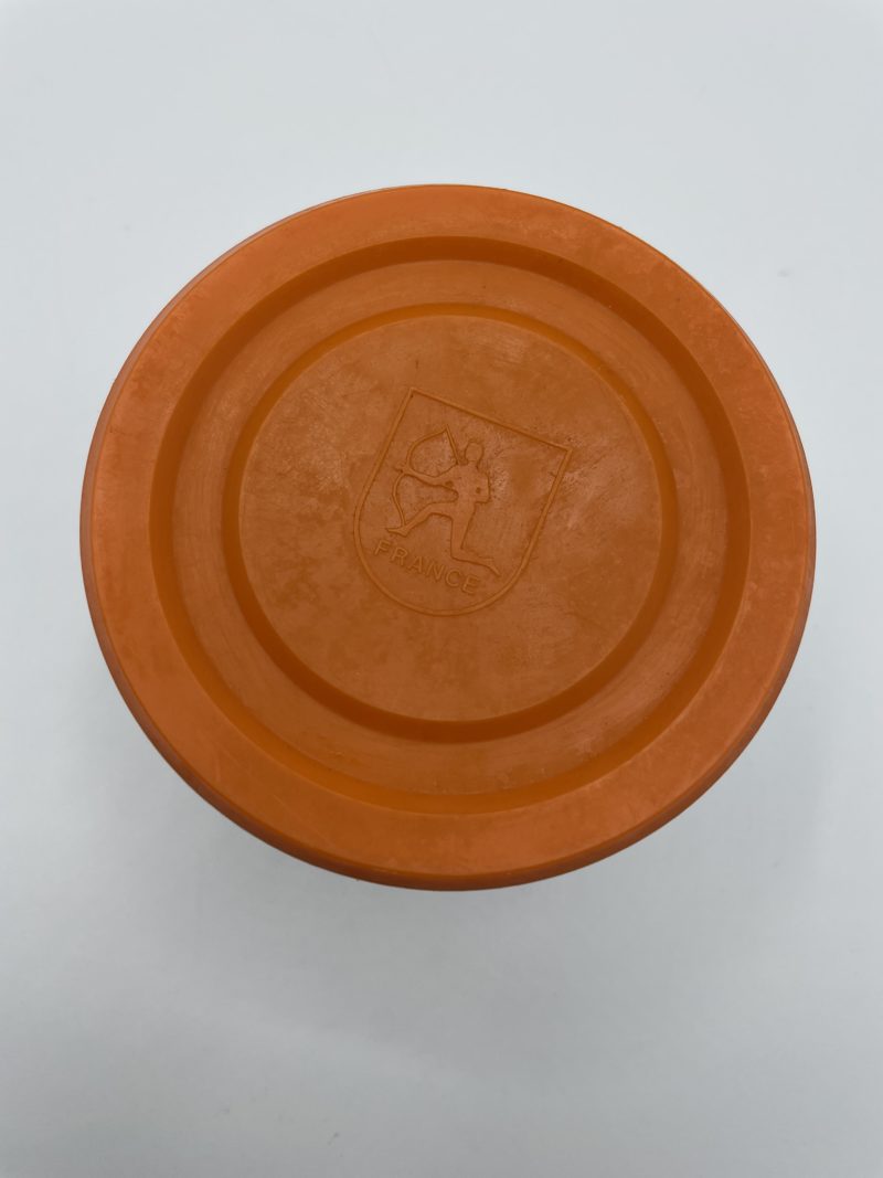 Pot à confiture vintage en porcelaine Revol et couvercle ARCOPAL orange – Image 2