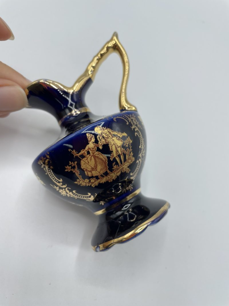 Soliflore porcelaine du Lys Royal bleu marine et or – Image 3