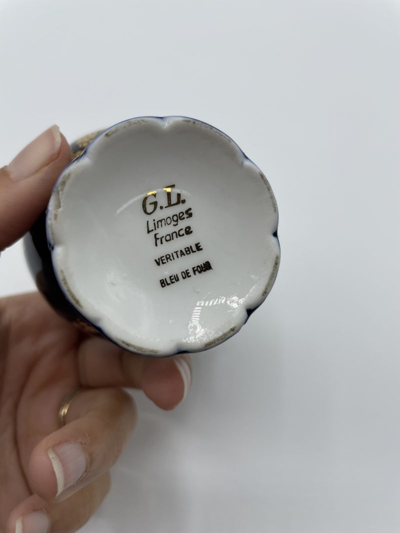 Soliflore porcelaine du Lys Royal bleu marine et or – Image 6