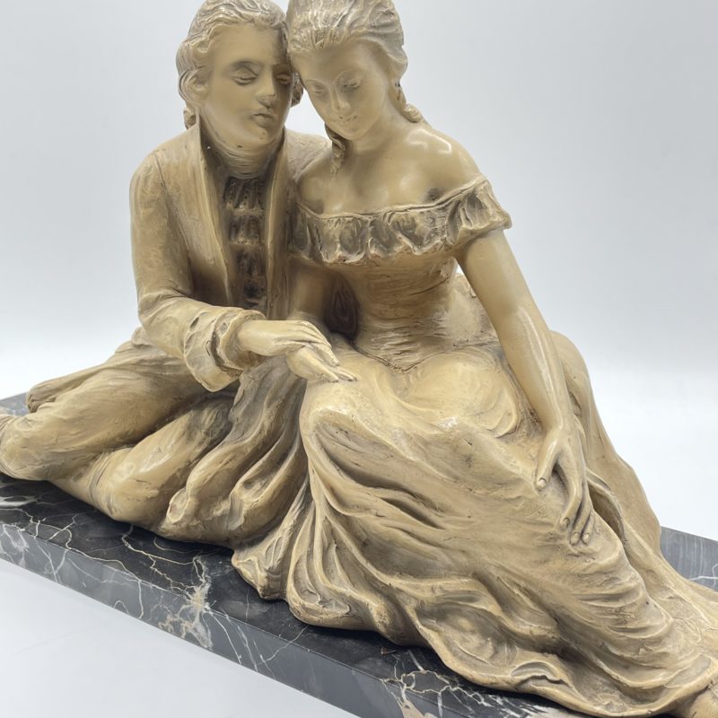 statue sculpture marbre couple plateau deco