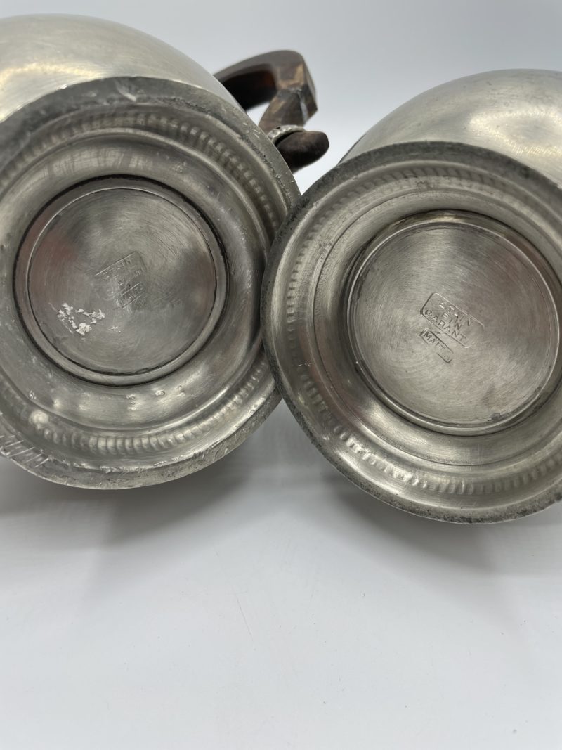 Duo théière sucrier étain argent et bois – Image 6