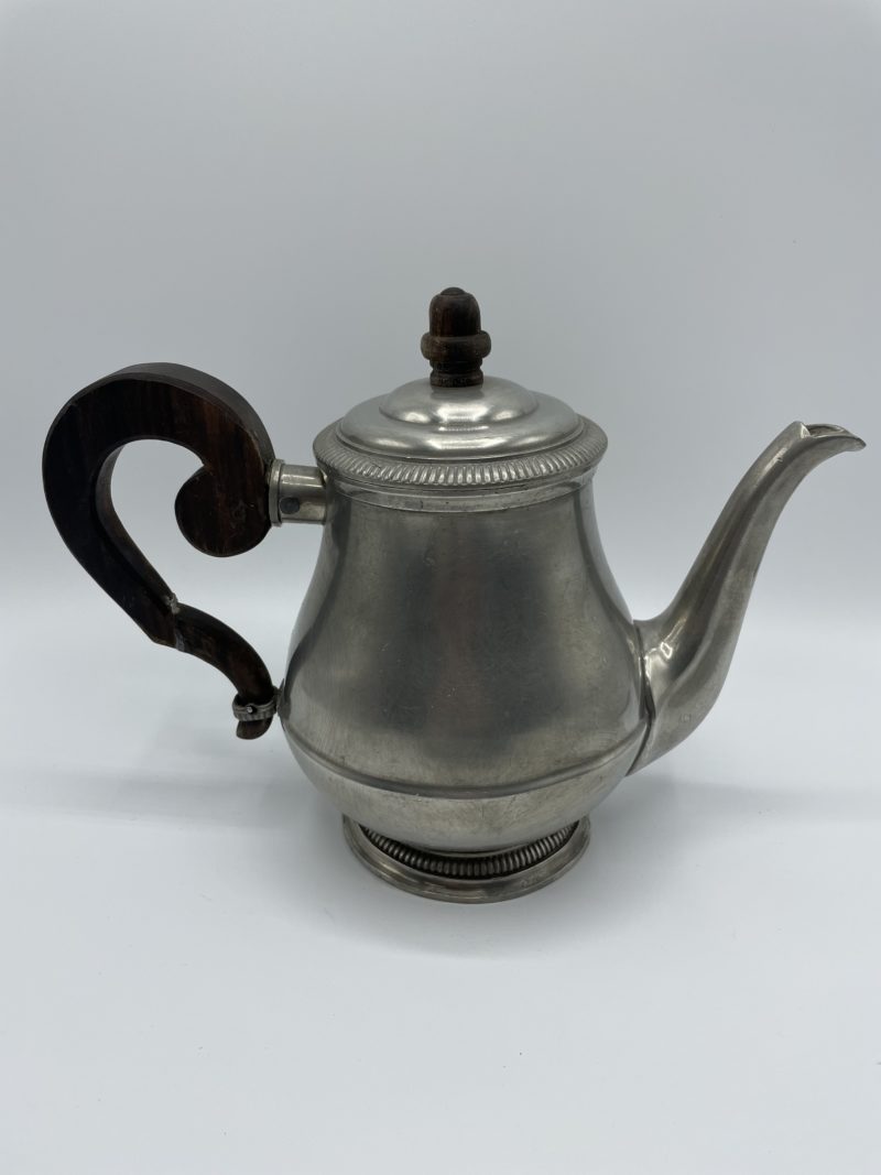 Duo théière sucrier étain argent et bois – Image 5