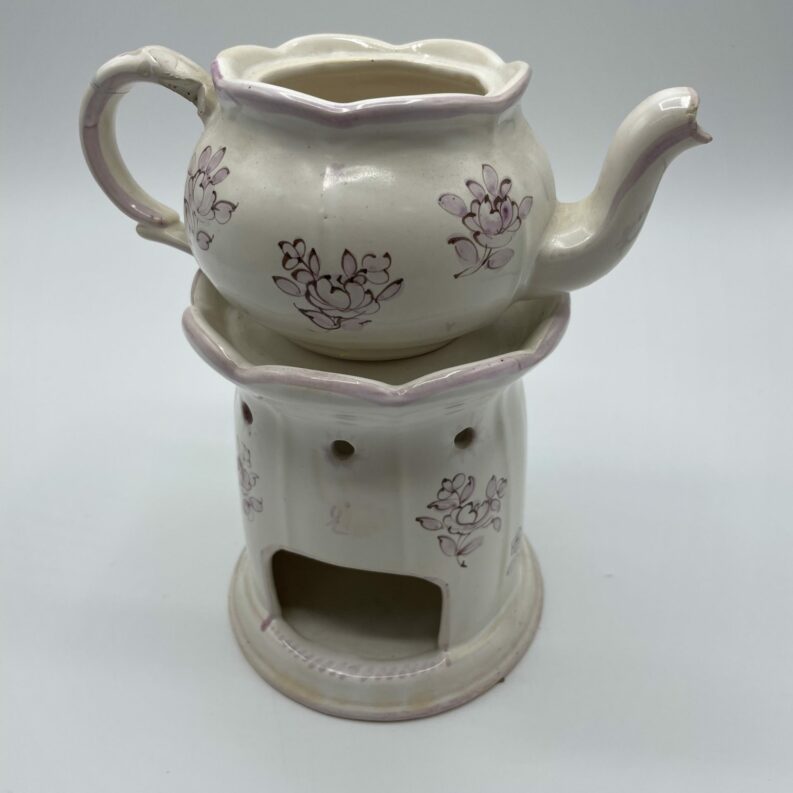 tisaniere vintage faience moustier rose