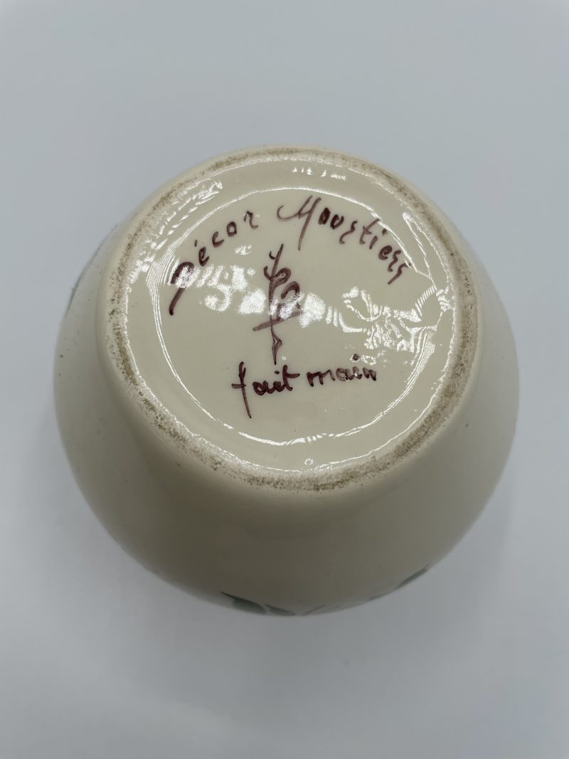 Vase vintage boule pique fleur Moustiers – Image 3