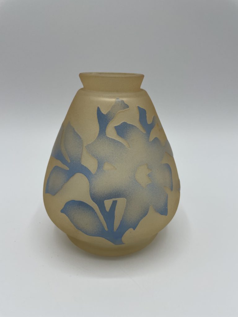 Vase Vintage Vert Fait Main En Verre Souflet - Verrerie De Vianne (47) - 20 Cm