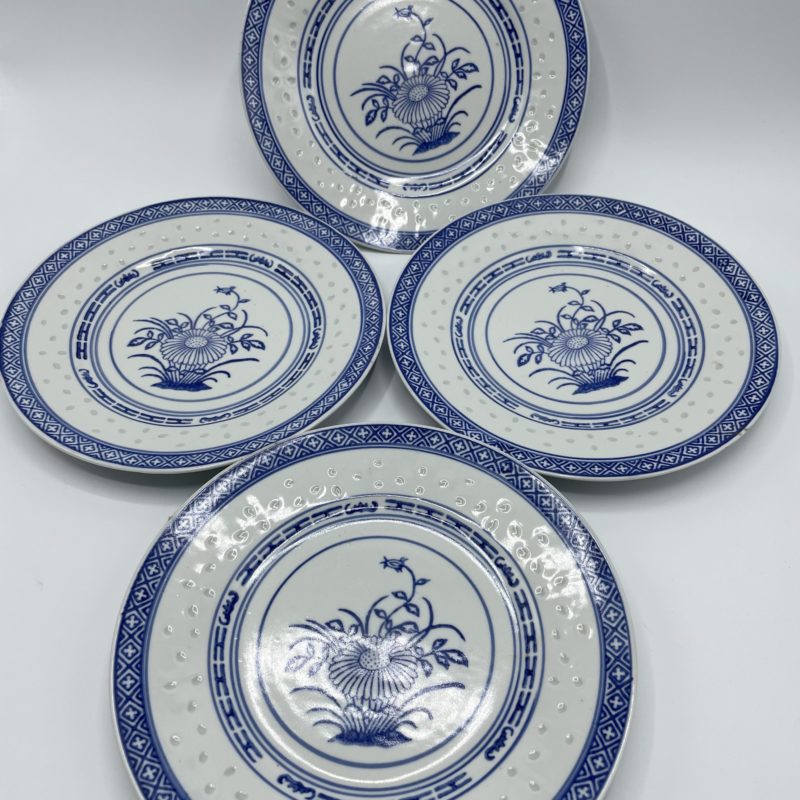 assiette asiatique chinoise bleu