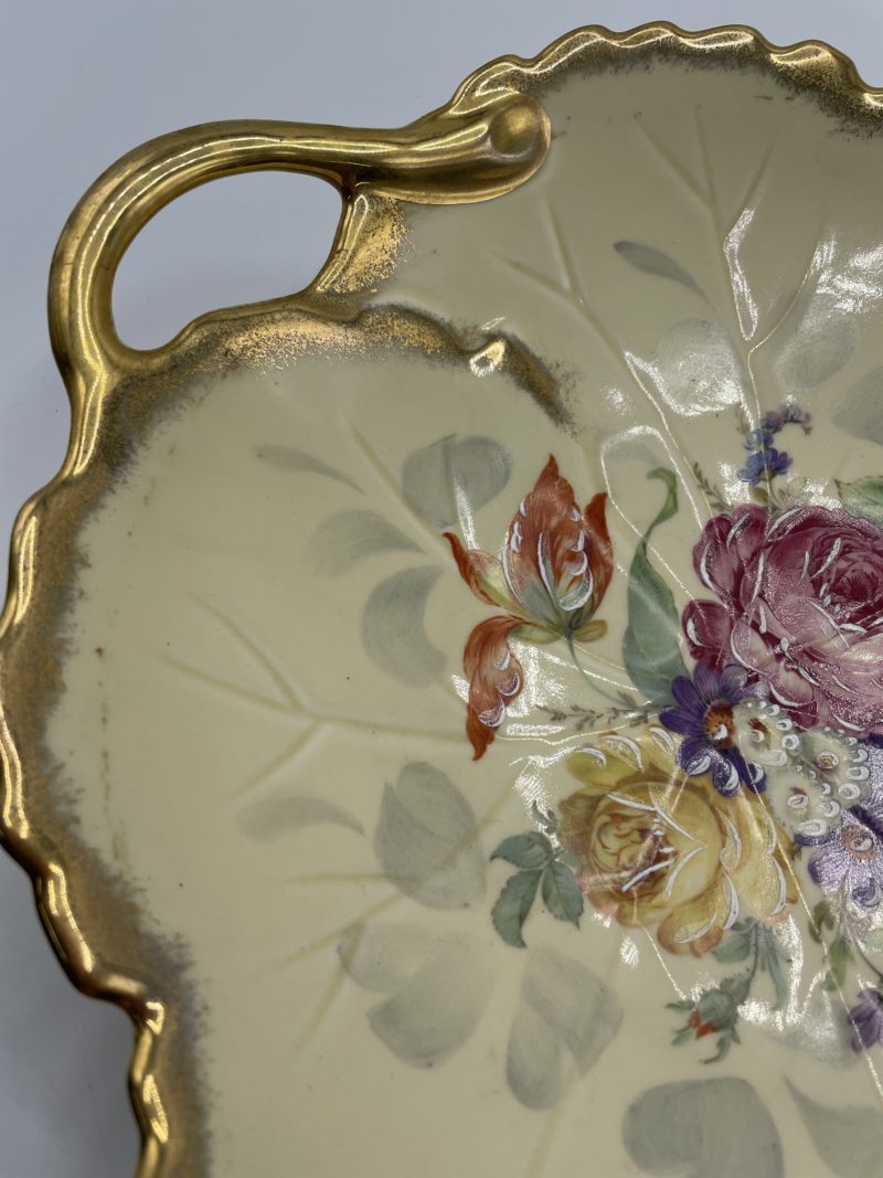 Coupe saladier à pied vintage en porcelaine et émail de Limoges – Image 6
