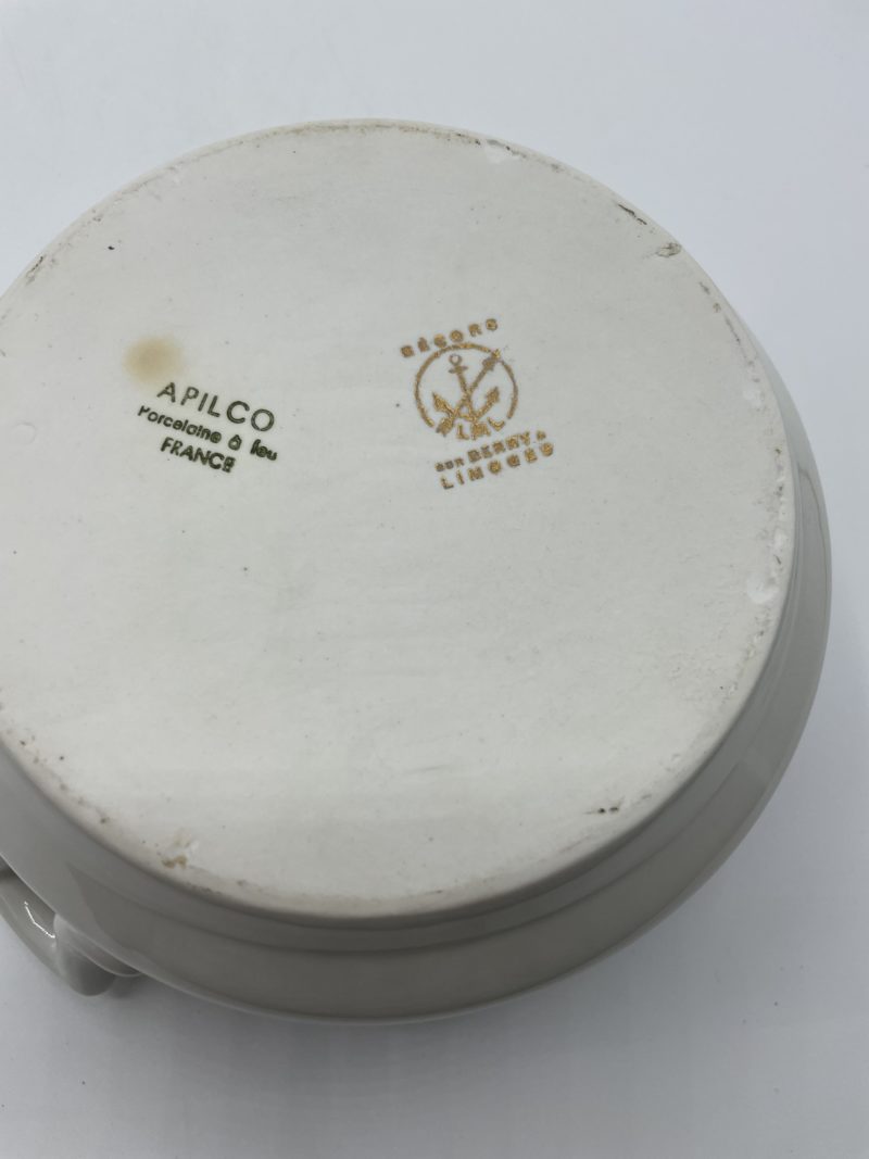 Plat porcelaine à feu ou légumier vintage Apilco décors LML sur Berry et Limoges – Image 3