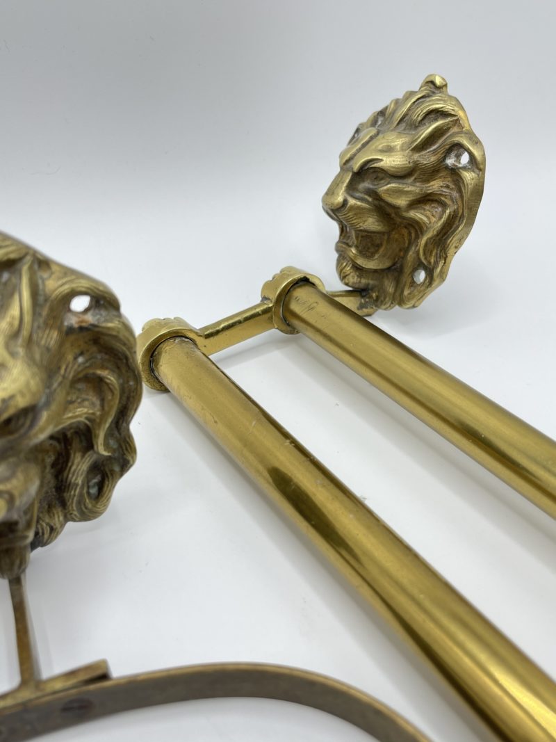 Lot patères et porte serviette vintage pour salle de bain lion en étain doré – Image 6