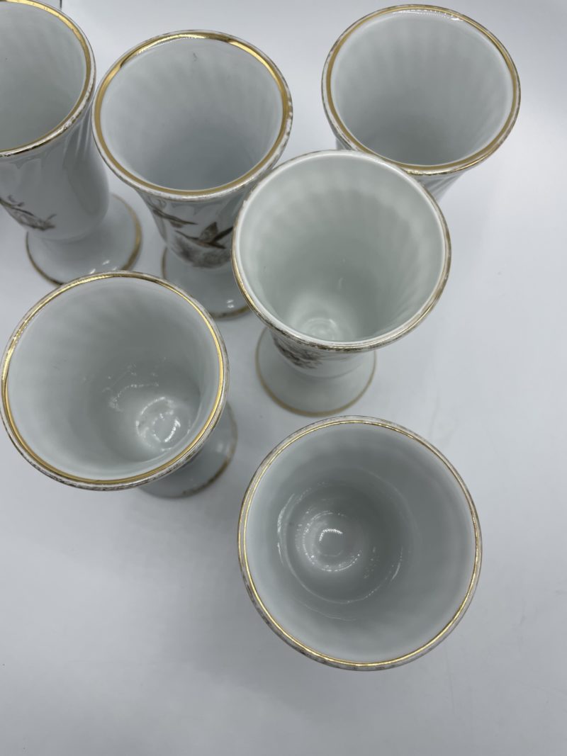 Lot de 6 mazagrans vintage en porcelaine LOURIOUX motif animaux de la forêt – Image 3