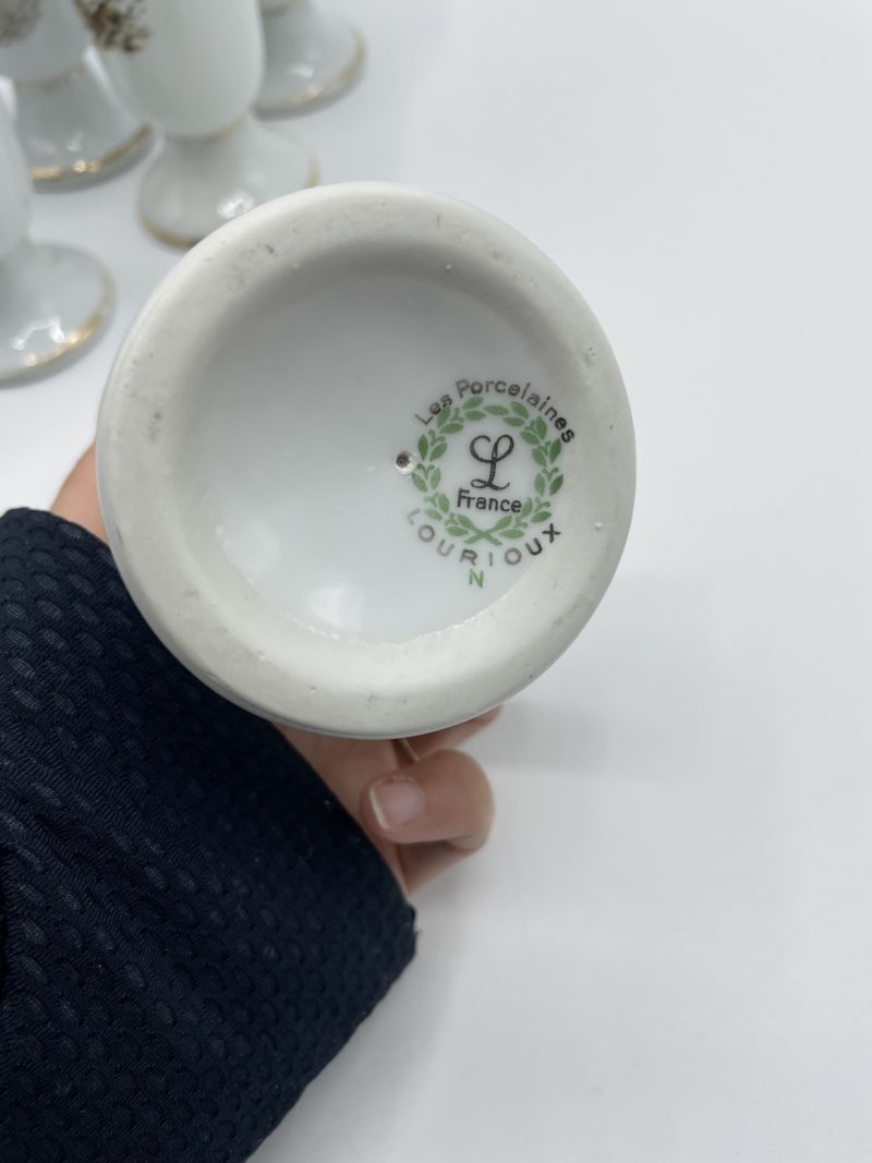 Lot de 6 mazagrans vintage en porcelaine LOURIOUX motif animaux de la forêt – Image 7