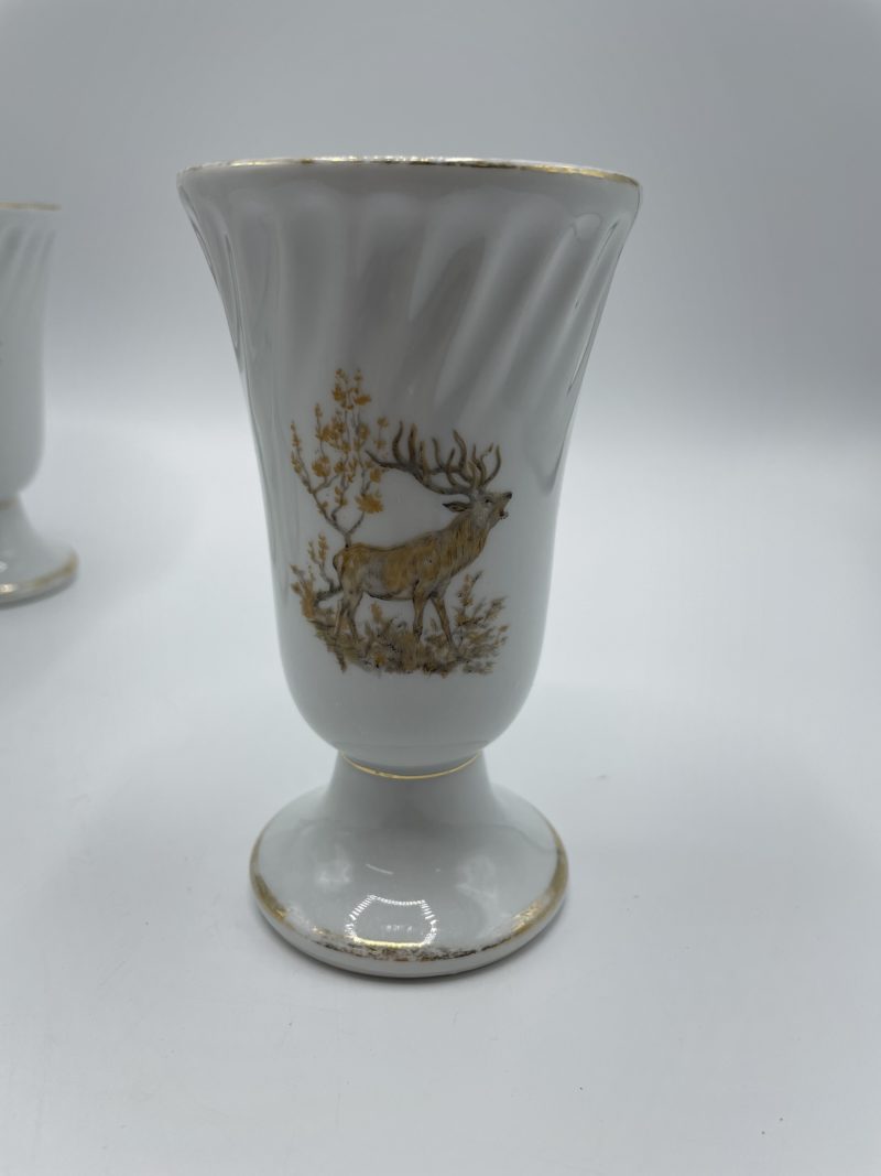 Lot de 6 mazagrans vintage en porcelaine LOURIOUX motif animaux de la forêt – Image 4