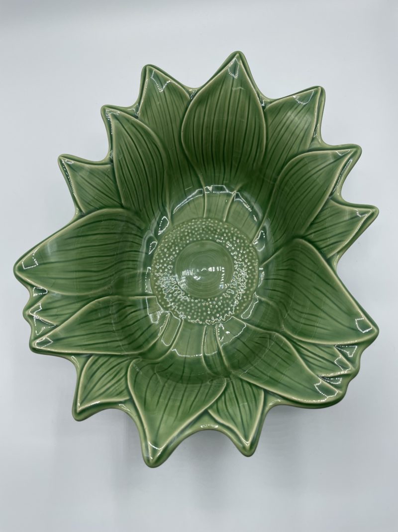 plat vintage appolia vert ceramique tournesol