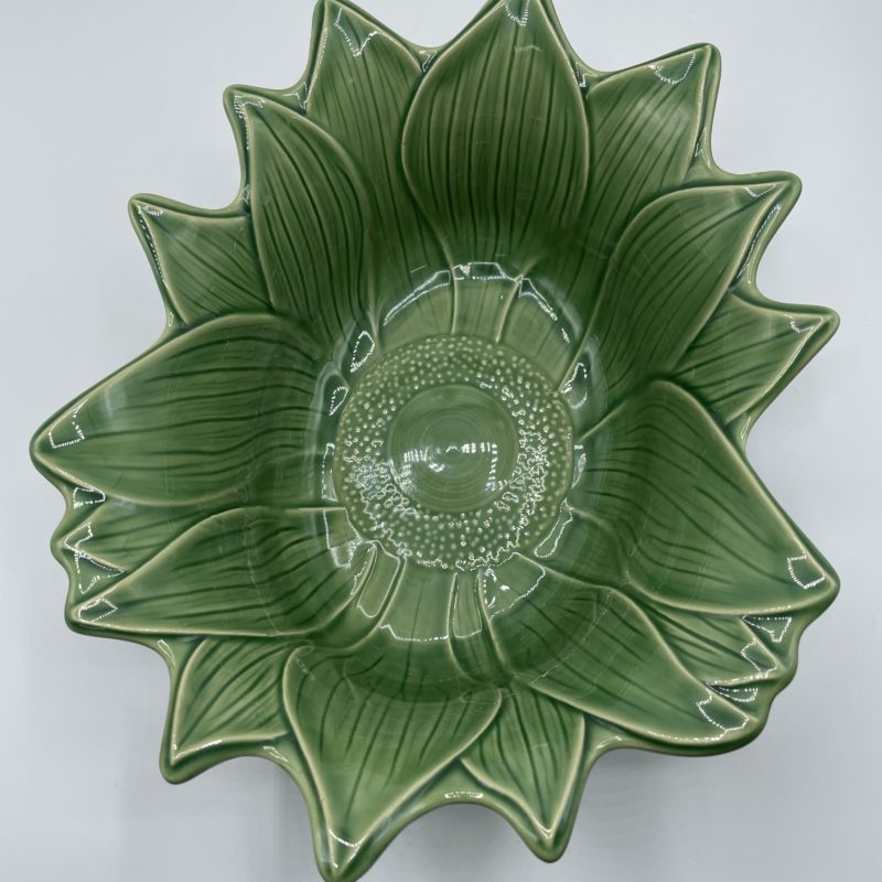 plat vintage appolia vert ceramique tournesol