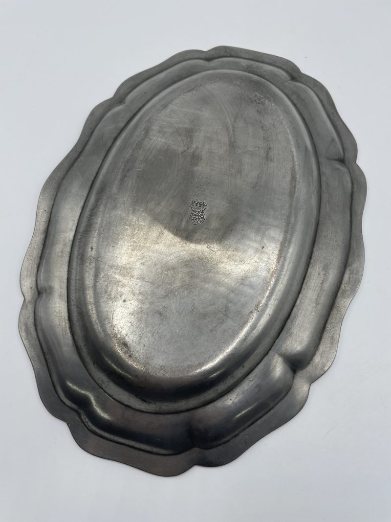Plat de service vintage en métal argenté forme fleur collerette – Image 4