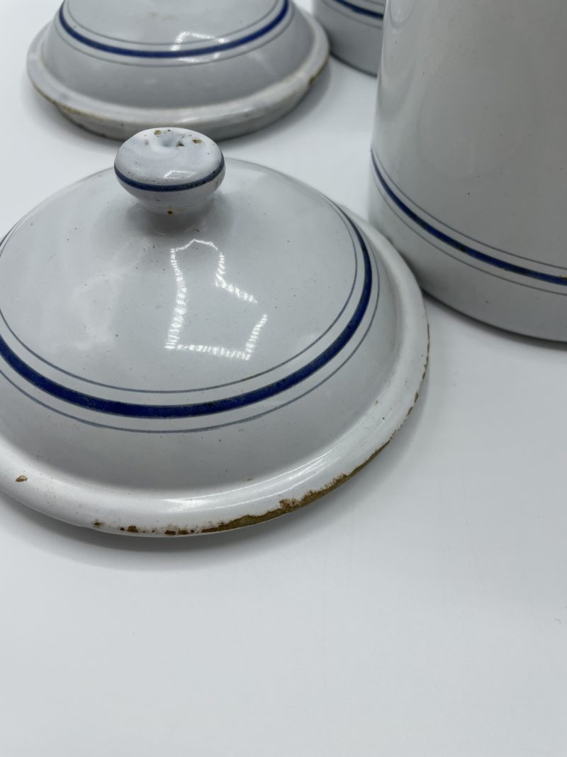 Lot de 3 pots à sucre, farine et café vintage ancien en métal émaillé – Image 4