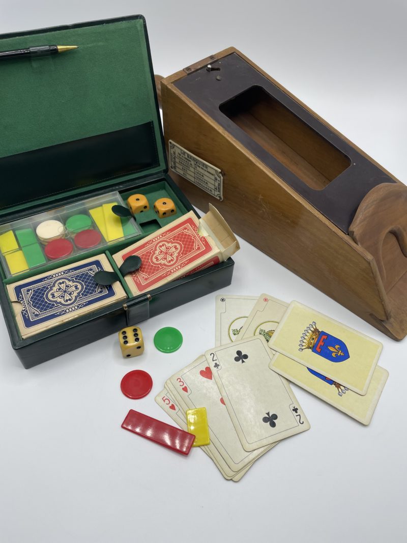 sabot croupier vintage boite jeux cartes