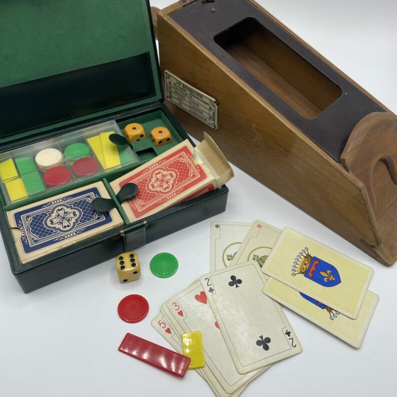 sabot croupier vintage boite jeux cartes