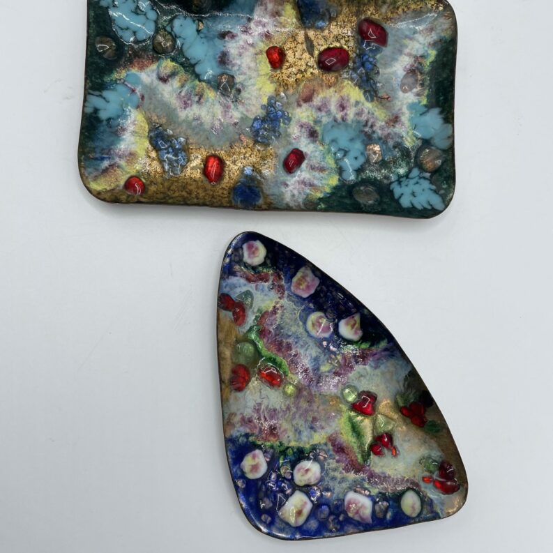 vide poche vintage cuivre email emaux