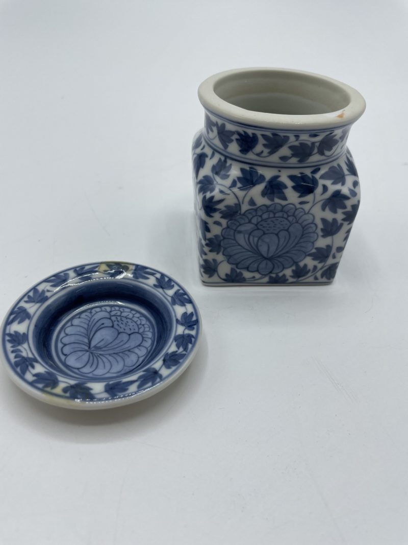 Petit pot  carré en porcelaine vintage Siam Blue Thaïlande – Image 6