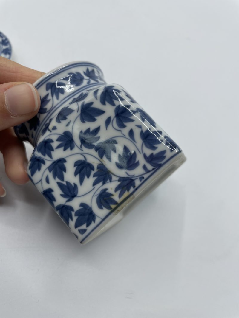 Petit pot  carré en porcelaine vintage Siam Blue Thaïlande – Image 3