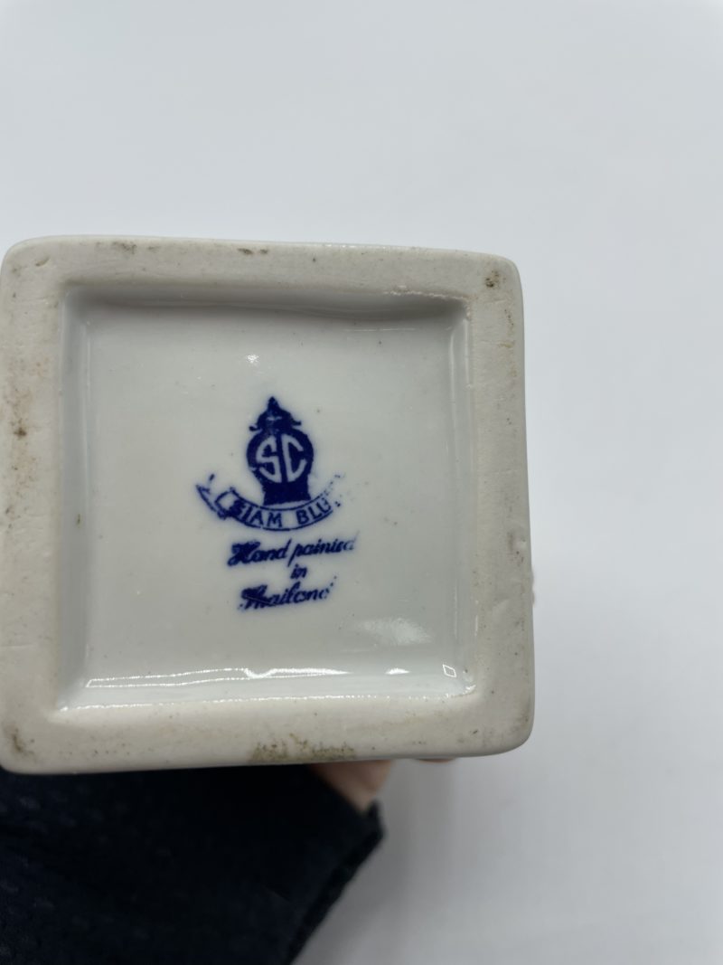 Petit pot  carré en porcelaine vintage Siam Blue Thaïlande – Image 2