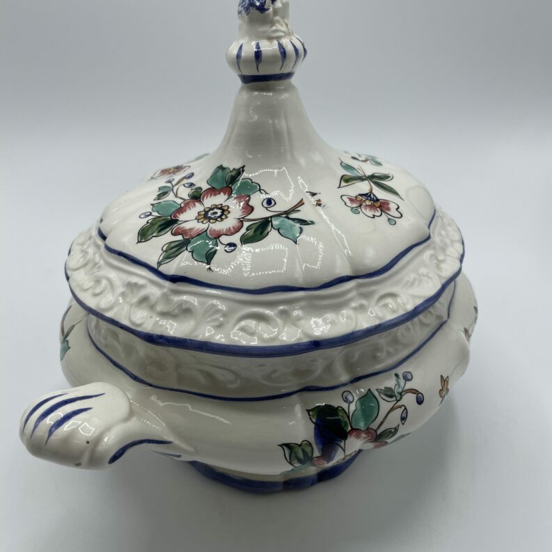 bonbonniere vintage ancien capodimonte rococo paon oiseau