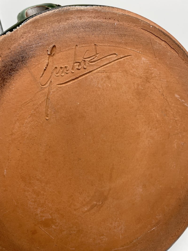 Cocotte ou terrine vintage ancienne en terre cuite émaillée vert bouteille – Image 7
