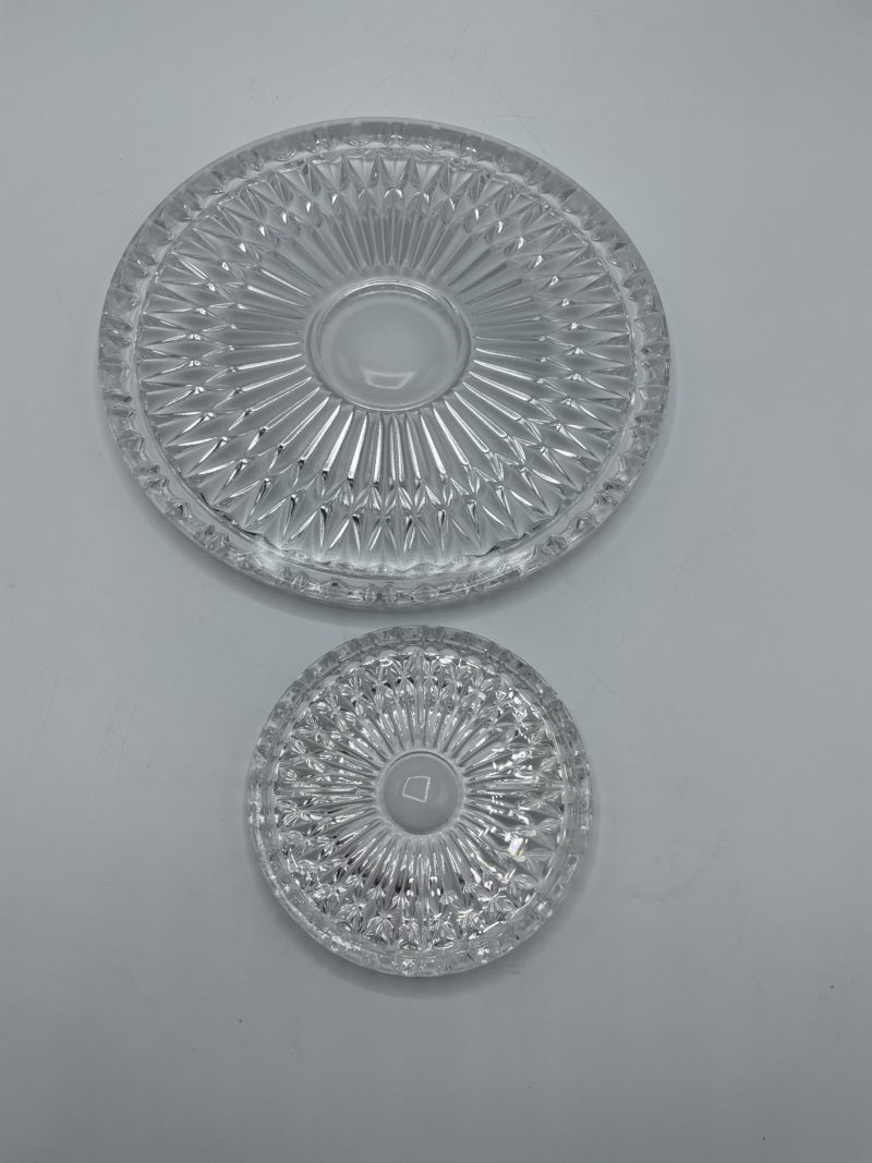 Duo dessous de plat et dessous de bouteille en verre ciselé vintage – Image 5