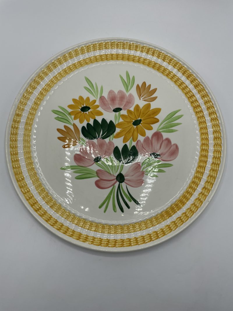 assiette vintage porcelaine gien jaune fleu