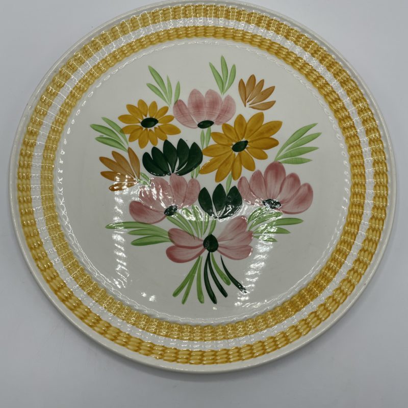 assiette vintage porcelaine gien jaune fleu