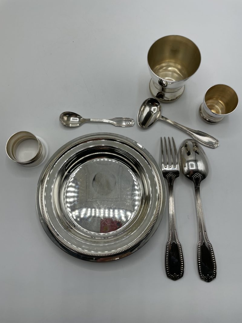 Ménagère de naissance en métal argenté vintage 8 pièces – Image 2