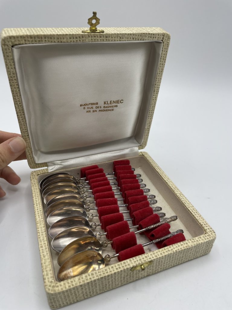Lot De 12 Petites Cuillères Anciennes En Argenterie – Moka/café – Bon état