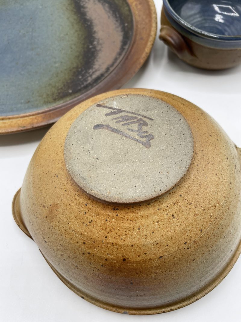 Plats de service en grès bleu et fauve – Image 8