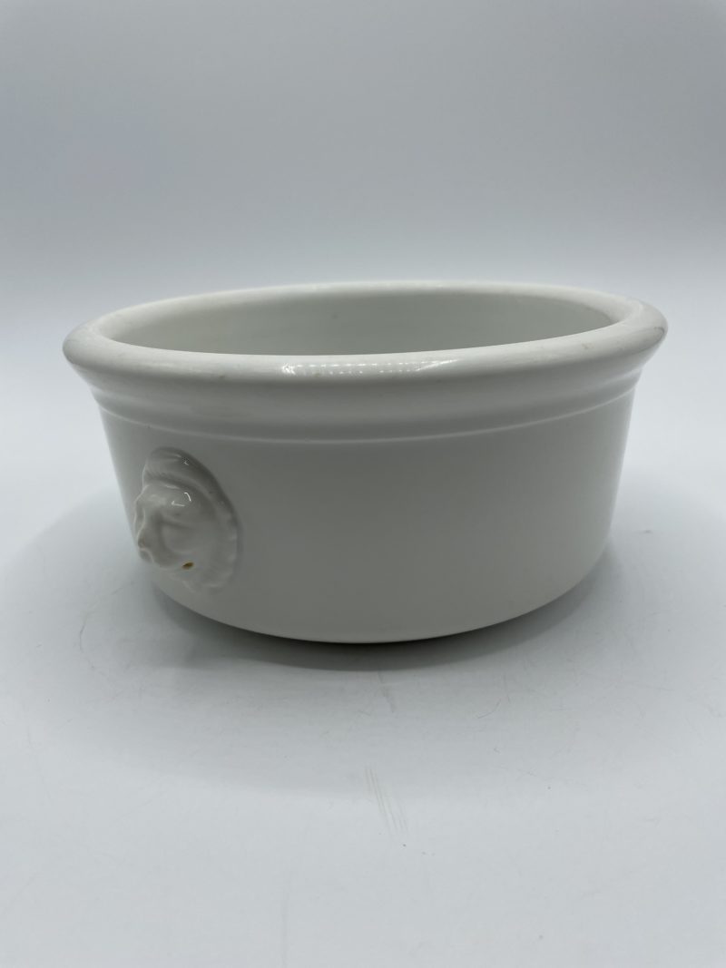 pot vintage faience balnc lion