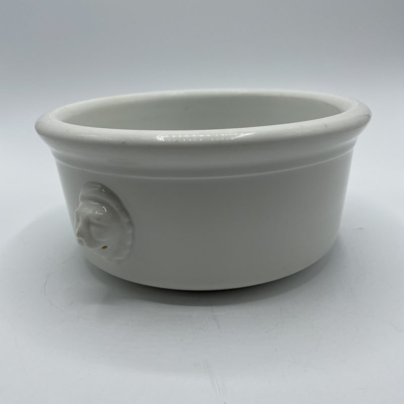 pot vintage faience balnc lion