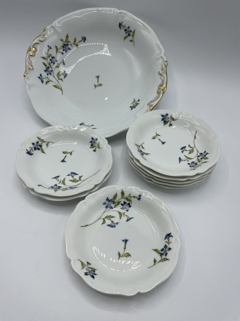service porcelaine limoges vintage manufacture royale fleur bleue