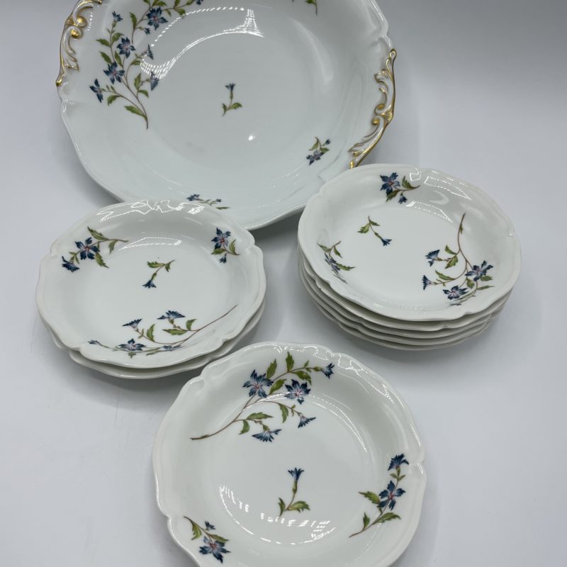 service porcelaine limoges vintage manufacture royale fleur bleue