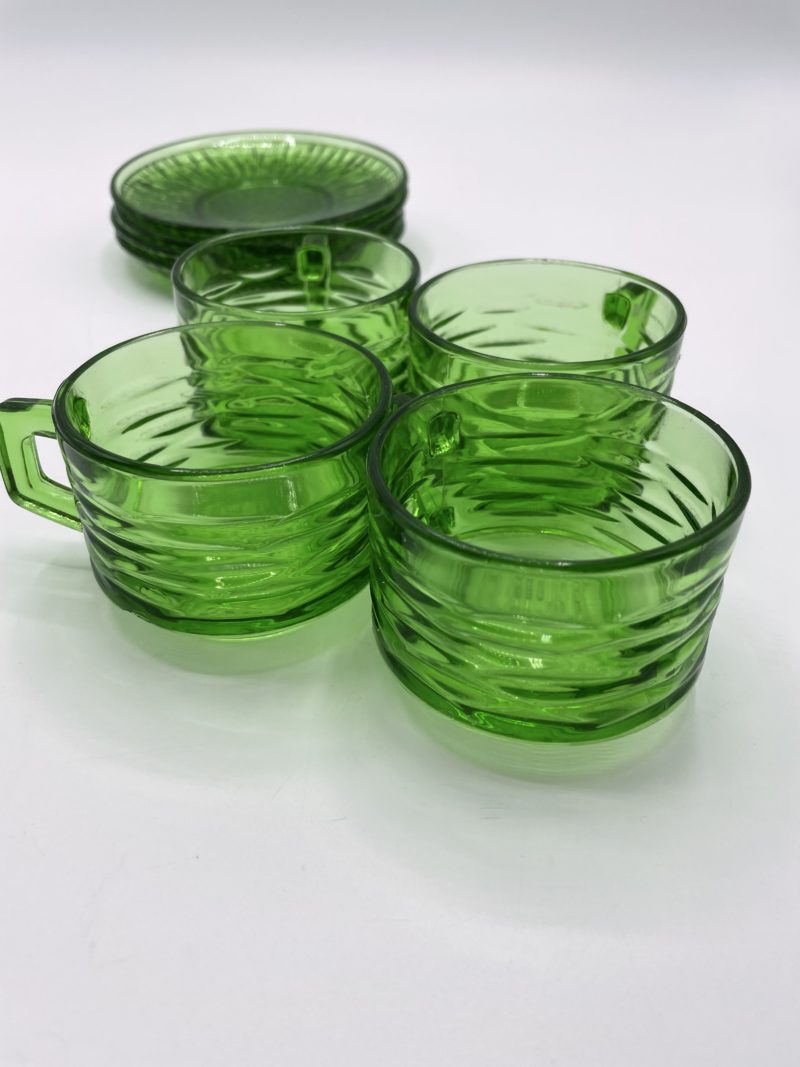 tasse cafe vintage verre vert verreco france