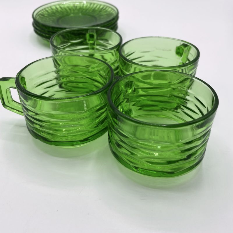 tasse cafe vintage verre vert verreco france