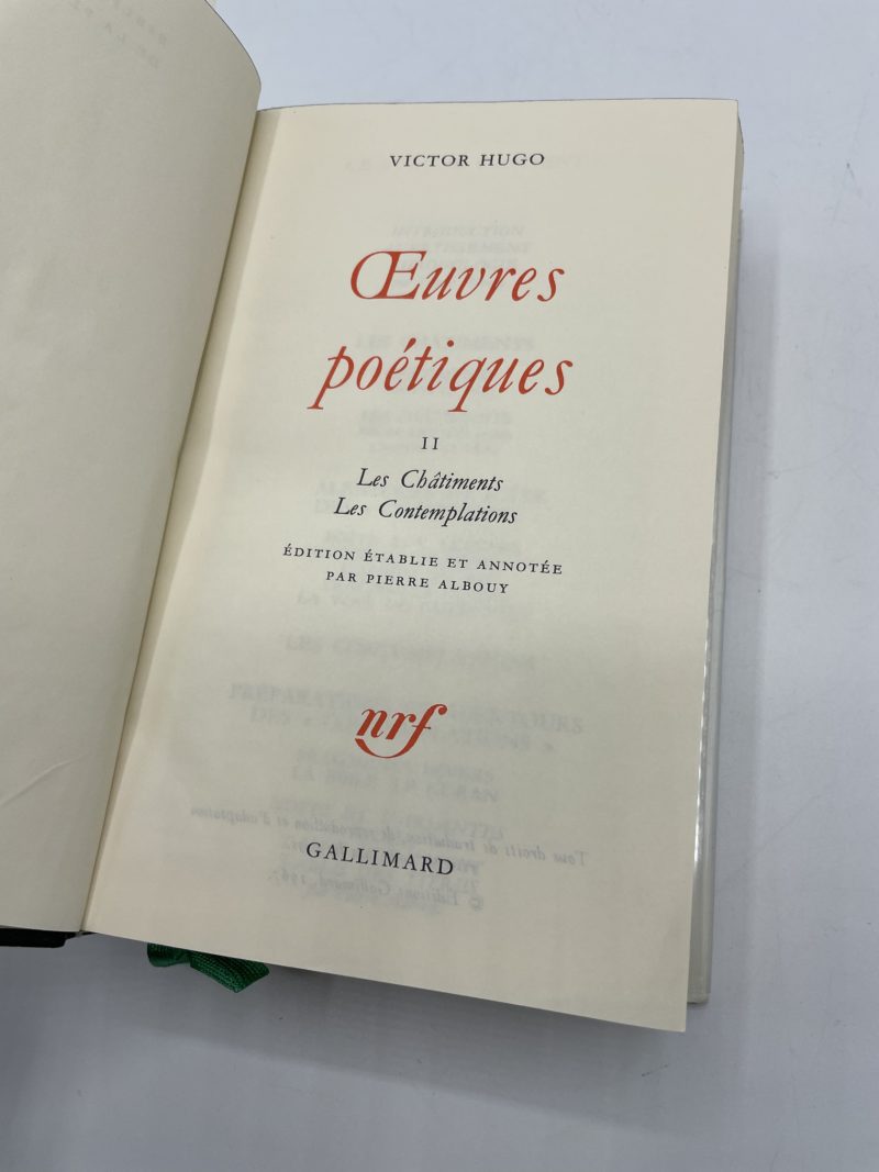 Victor Hugo – Œuvres poétiques tome 2 -  1967 – Bibliothèque de la Pléiade – Image 2