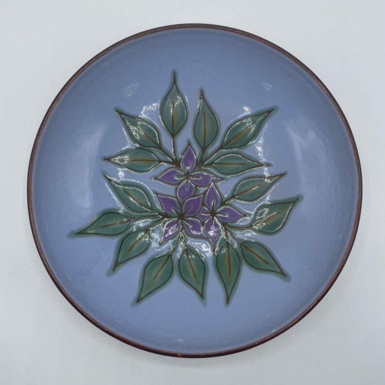 assiette vintage terre cuite email emailee