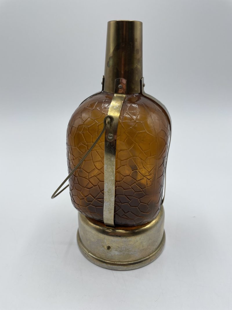 Ancienne bouteille musicale vintage en verre ambré – Image 3