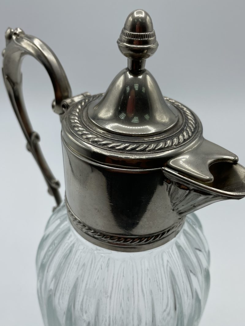 Carafe en cristal aiguière plaquée argent vintage Sheratonn Italie – Image 4