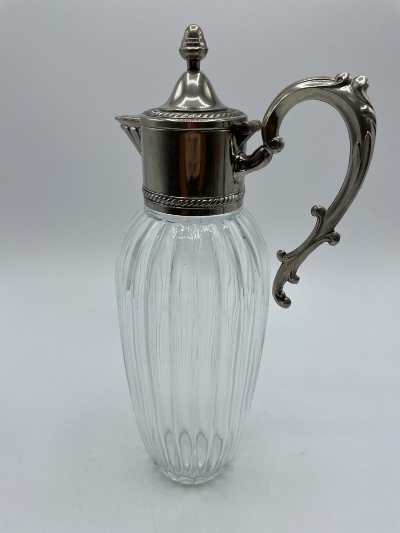 carafe cristal vintage italie sheratonn metal argent