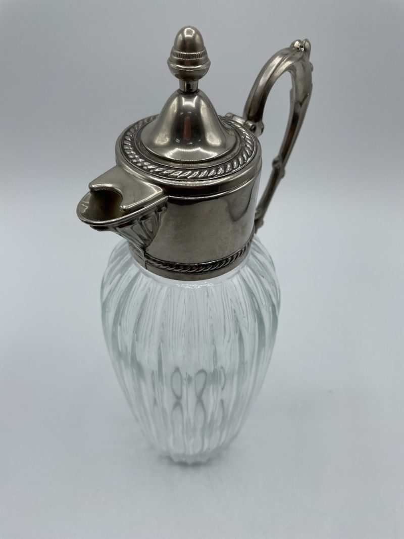 Carafe en cristal aiguière plaquée argent vintage Sheratonn Italie – Image 2
