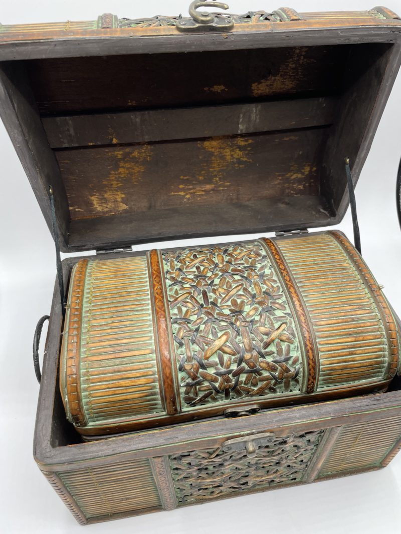 Duo coffres en bois décoratifs vintage – Image 4