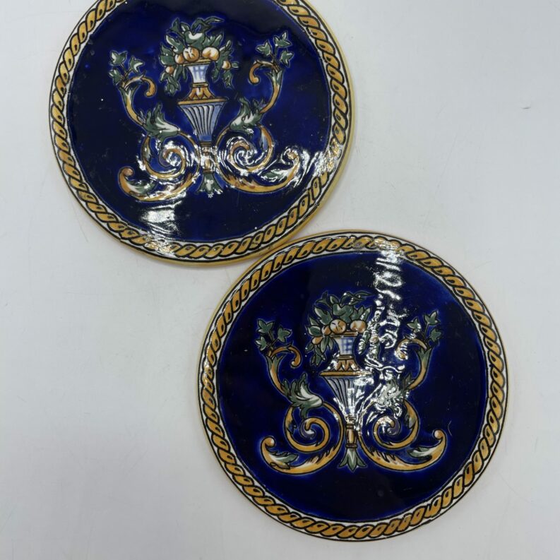 dessous carafe verre porcelaine giens bleu vintage vaisselle